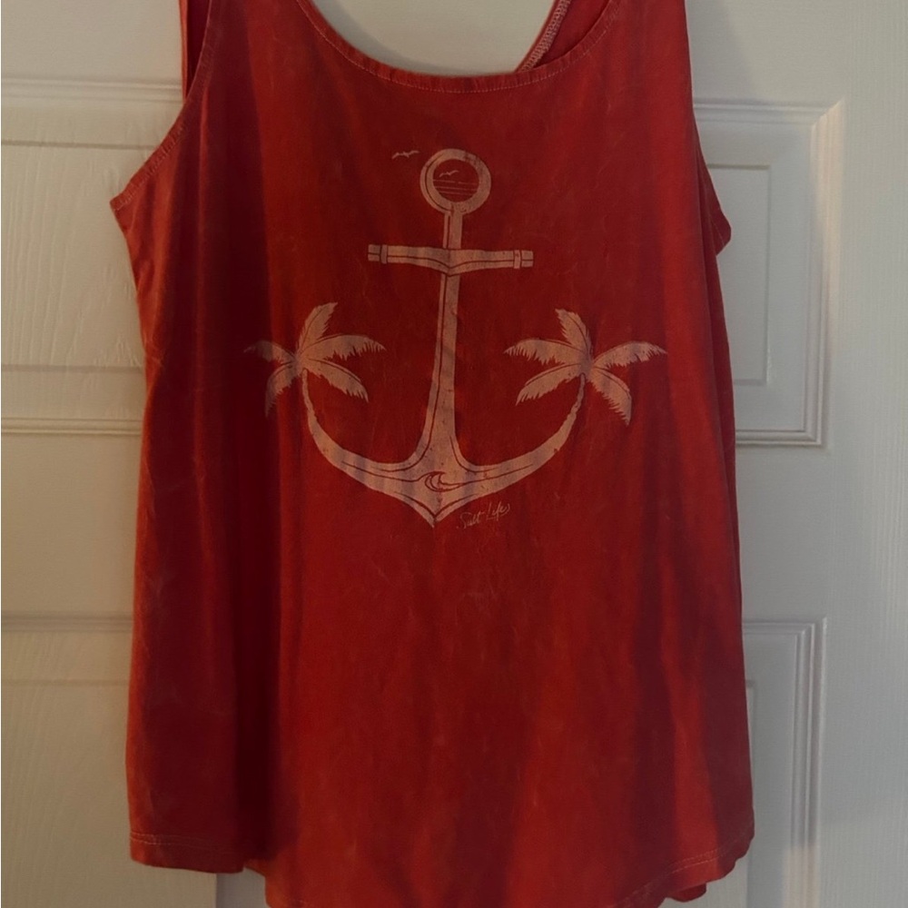 Salt Life Red Anchor Tank Top